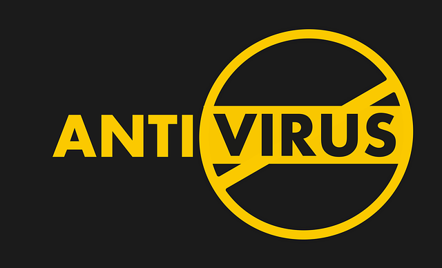 Yellow 'Anti Virus' in yellow on a black background